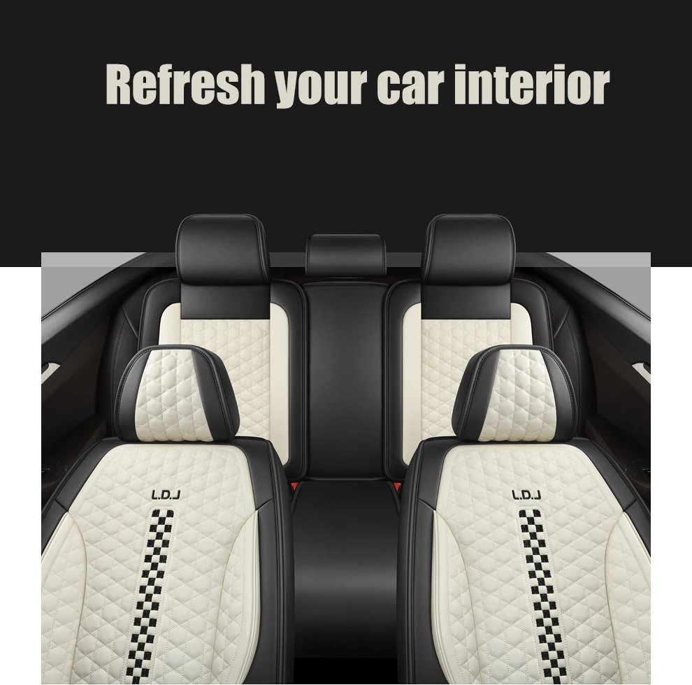 Sports Style Nappa PU Leather Car Seat Covers Full Set Protector Conjoined Headrest Cap for Most Cars SUVs Pick-up Trucks