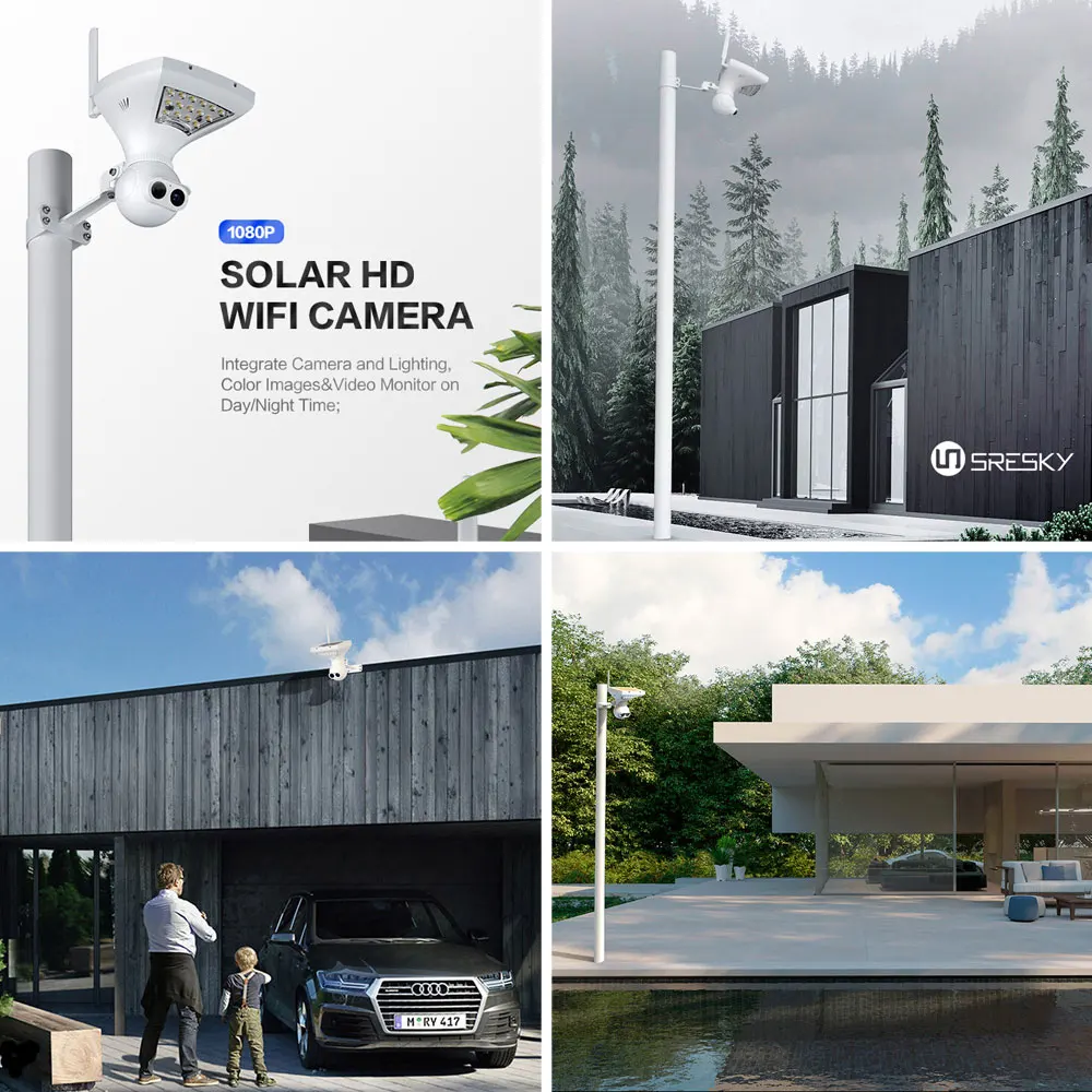 
IP 65 street pole lamp solar PIR camera with led street light 