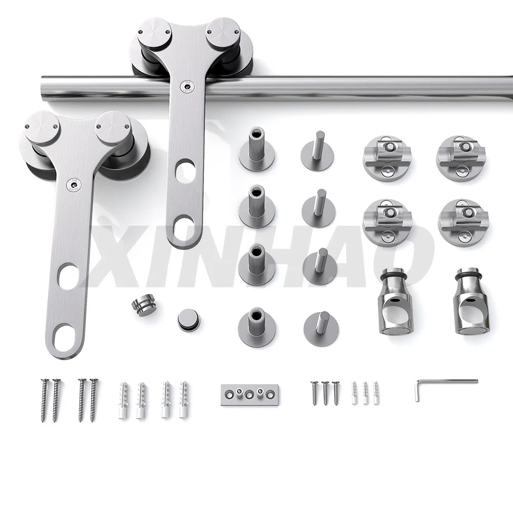 Double Wheel Stainless Steel Wholesale Sliding Barn Door Hardware Kit Suitable for wooden doors