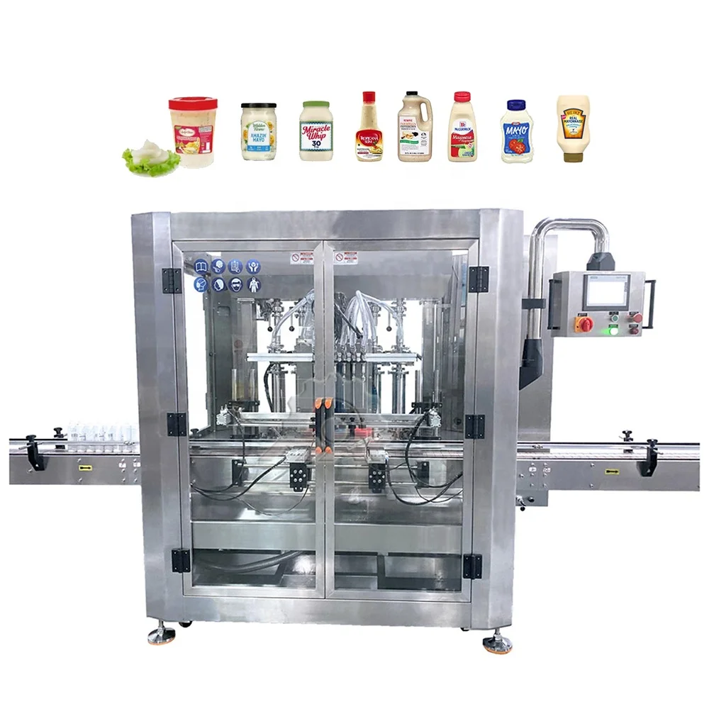 500ml 1000ml 6 Head Linear Sauce Paste Jam Cheese Butter Syrup Ketchup Piston Mayonnaise Bottle Filling Machine