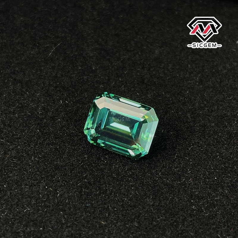 Wholesale Emerald Cut Green Moissanite Stone VVS  Gemstone Fancy Loose Moissanite Various Sizes