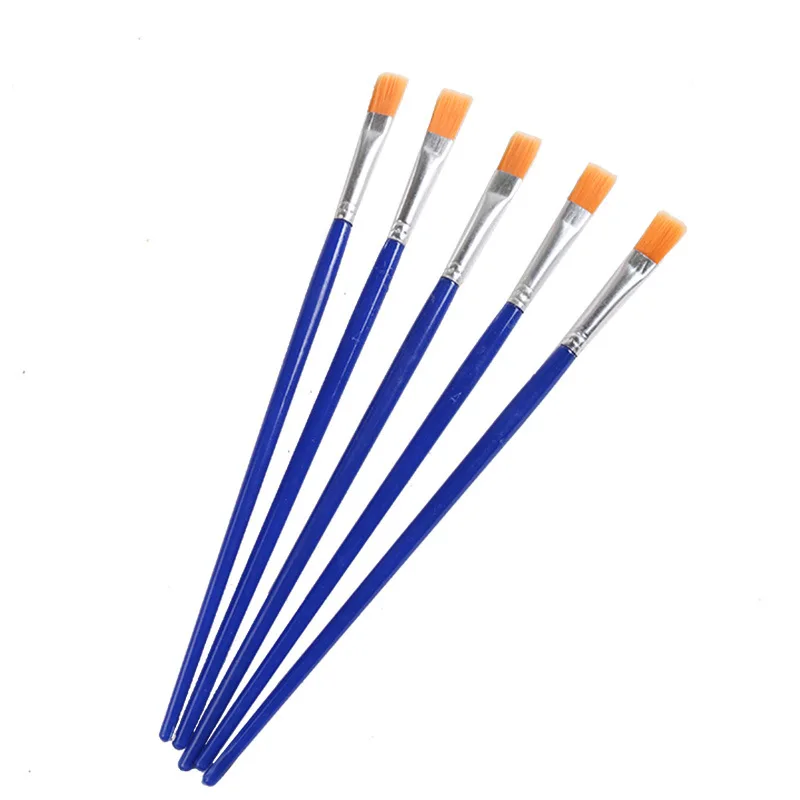 Cheap Durable Art Supplies Multi-specification Digital Oil Paintbrush Blue Plastic Handle Nylon Brush