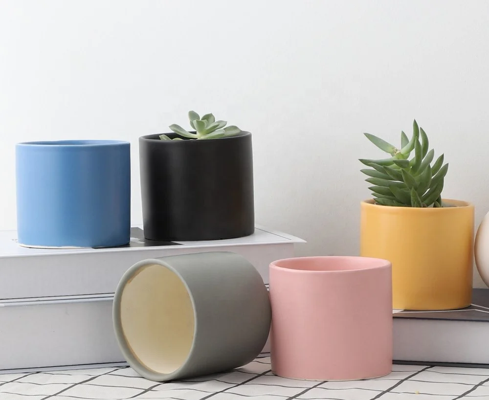 
Explosion Ceramic Flower Pot Mini Simple Succulent Flower Pot Creative Color Plant Container 