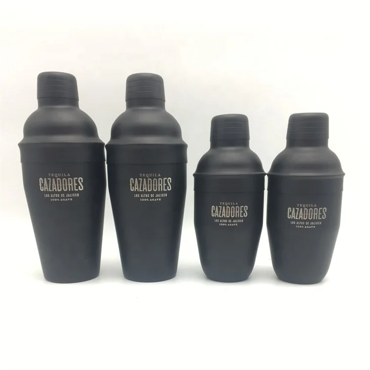12oz/18oz Stainless Steel Bar Black Matte Painting Cocktail Martini Shaker Mixer With Customized Color&Laser Engraved Logo