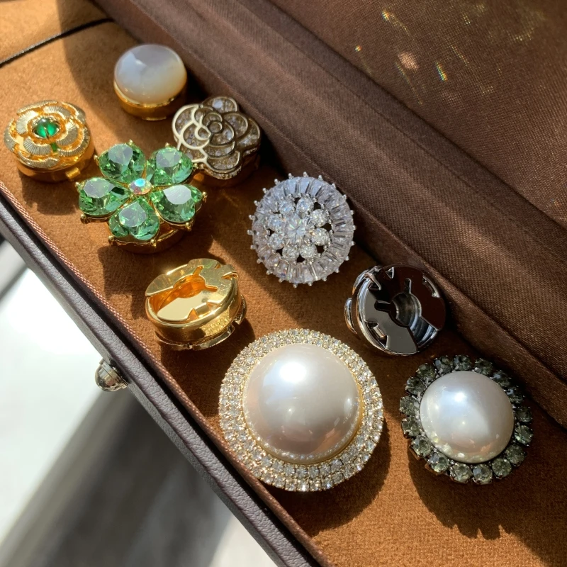 New Design Button Cover Clasp Universal Invisible Button Shirt Decorated With Anti-slip Button DIY Crystal Brooch Cufflinks