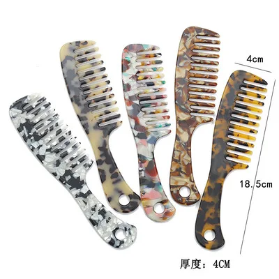Acetic acid Plate Head Comb Leopard Korean Style Comb Big Teeth European Tortoiseshell Handle Comb