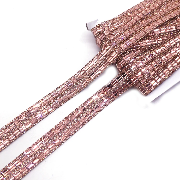 Customized hot fix gem trims iron on rhinestone trimmings for carnival costumes creation