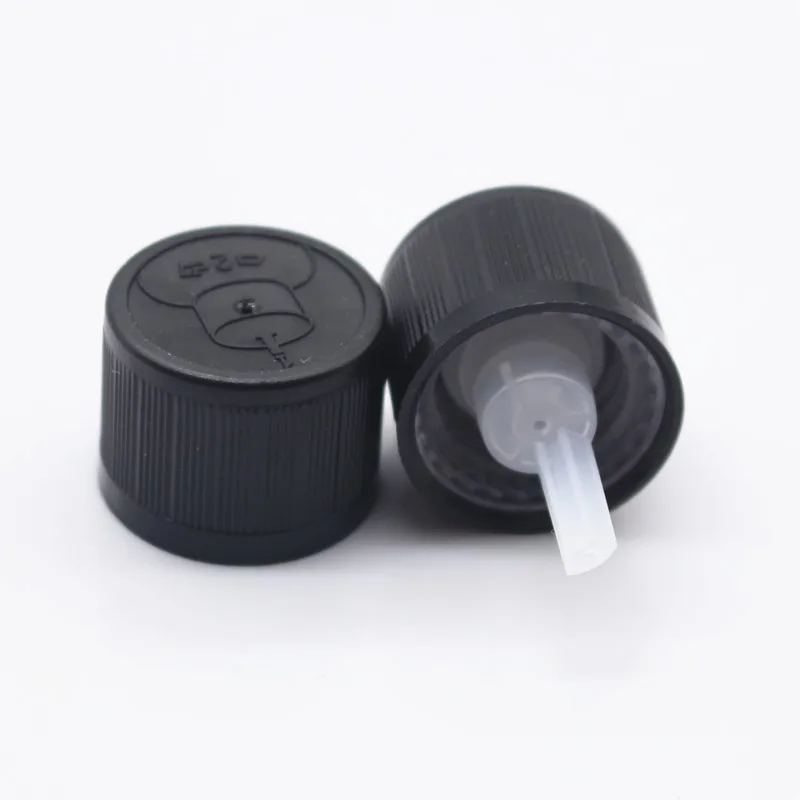 18mm black / white childproof & tamperproof CRC&TE plastic Euro dropper cap , essential oil bottle closures with orifice reducer