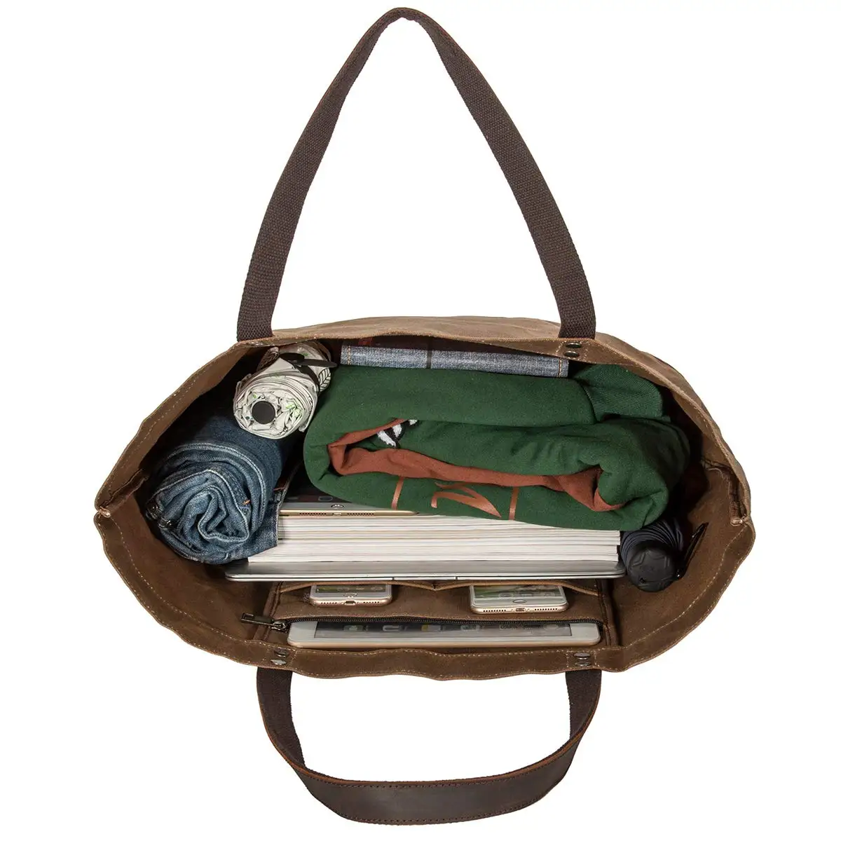 Work School Travel Business Shopping Casual Waterproof Waxed Canvas Shoulder Tote Bag