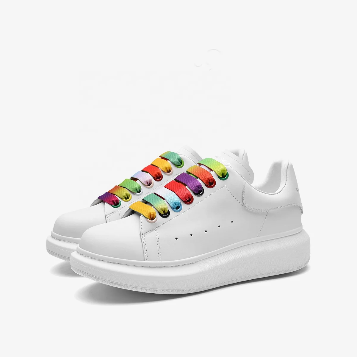 
White fashionable thick-soled sports shoes sparkling small white shoes for women and men summer shoes 