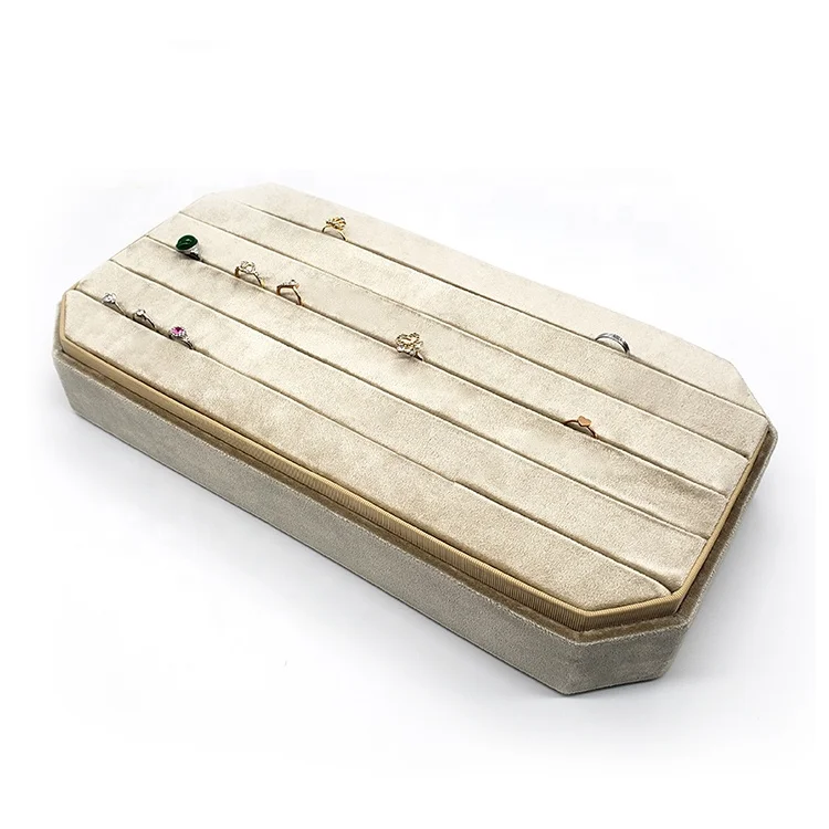 Wholesale velvet jewelry ring tray display box ring tray jewelry tray
