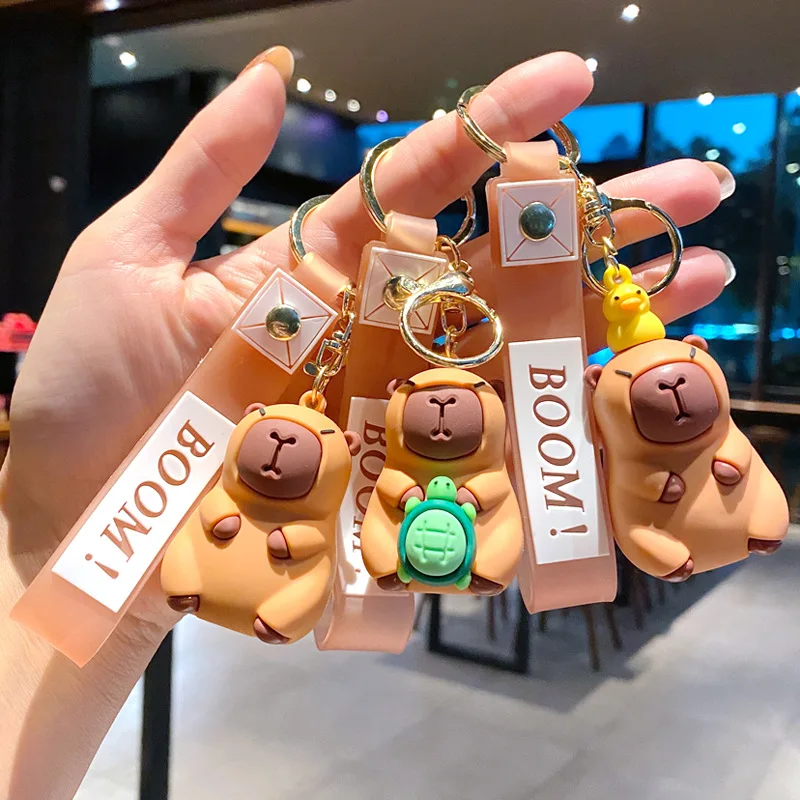 New Cartoon Capibala Bear Keychain Cute Doll Pendant Couple Bag Car Pendant