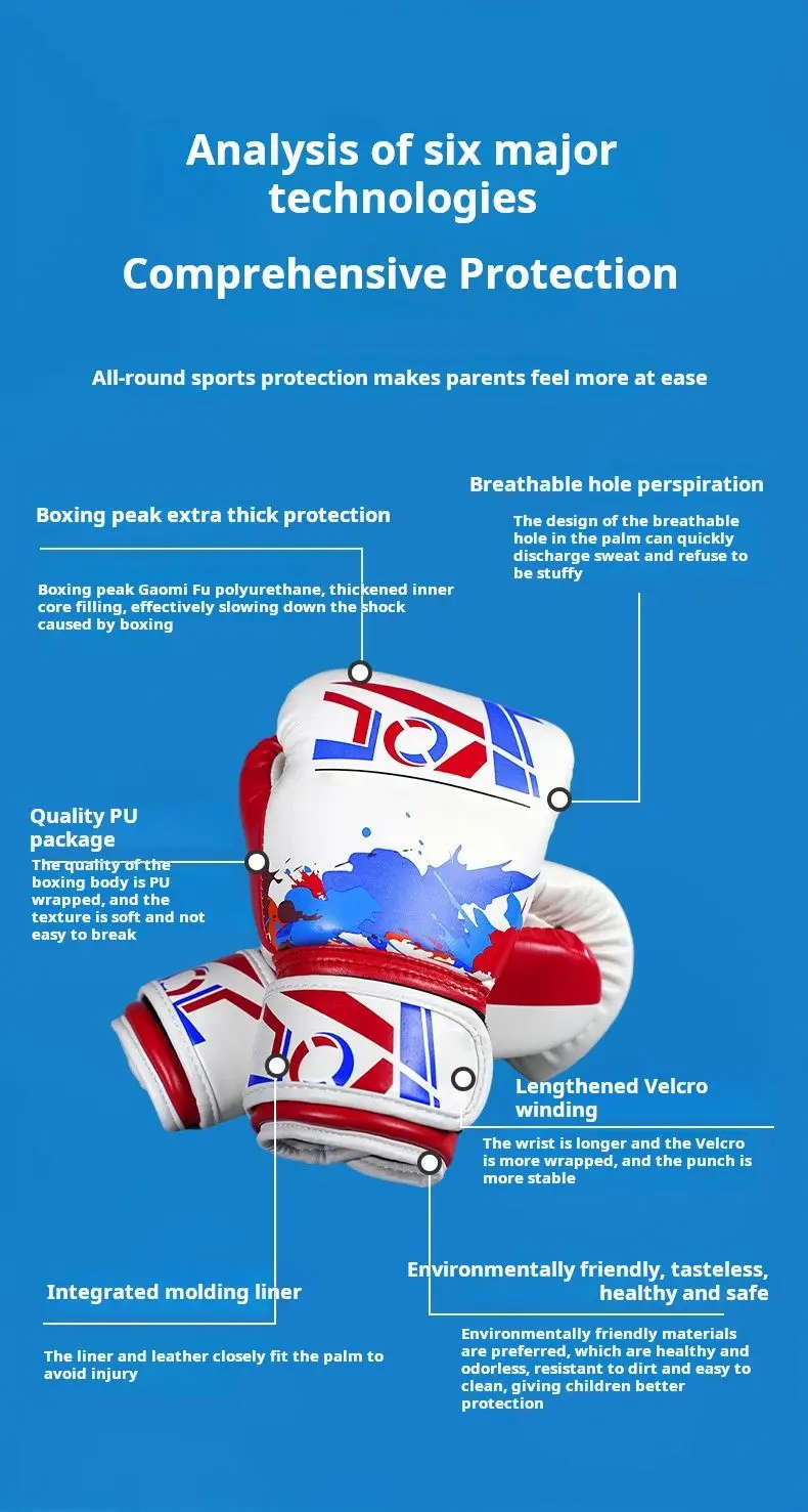 Kids Boxing Gloves Children Youth Punching Bag Kickboxing Muay Thai MMA Training Sparring Gloves Boxeo Muay Thai 6oz white