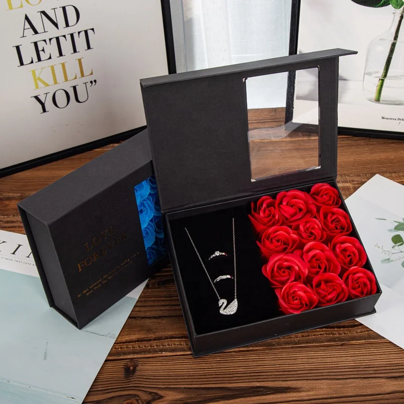 2023 A1 Necklace Ring Jewelry Box Packaging Gift Rose In Box Gift Lip Stick Gift Rose Flower Valentines Day Boxes