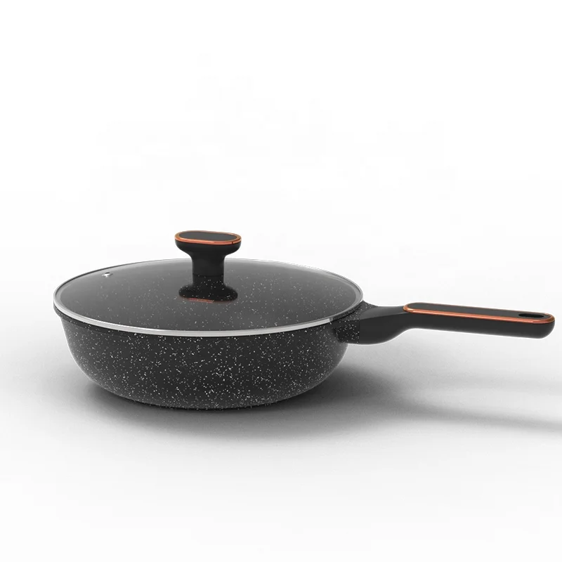 12pcs Black Marble Coating Cookware Set Best Selling Die Cast Aluminum Casseroles Pans Wok and Milk  Pan