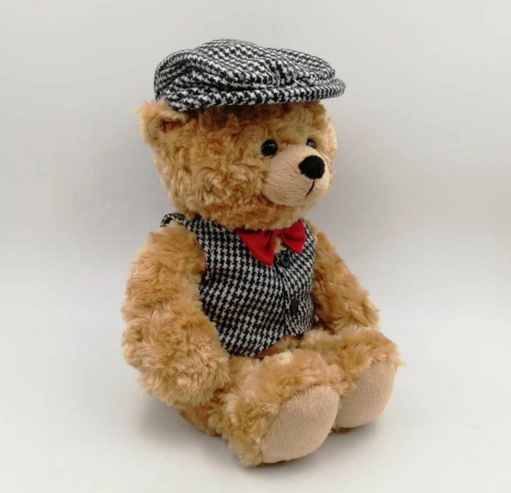Wholesale Custom OEM/ODM 13 inch Bear wearing vest and hat hot sale high quality soft plush toy