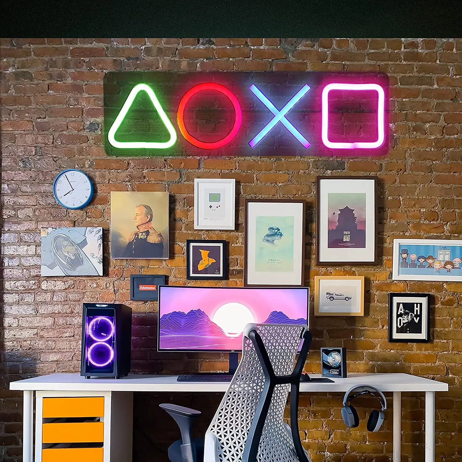 Светодиодная неоновая лампа для PS4 в виде иконы игр настенная подвесная атмосфера декоративная Playstation красочная комната арт-декор бара клуба