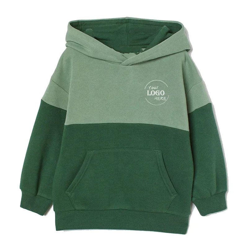 Customize Wholesale Panel Pullover Boys High Quality Cotton Hoodie Popular Kid Two Tone Hoodies