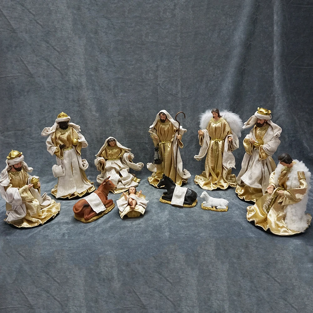 Blessing Statue Figurine Nativity Set Resin Crafts Set of 11 Resin Xmas Decor Christmas 14 Inch Carton Customized Logo Europe