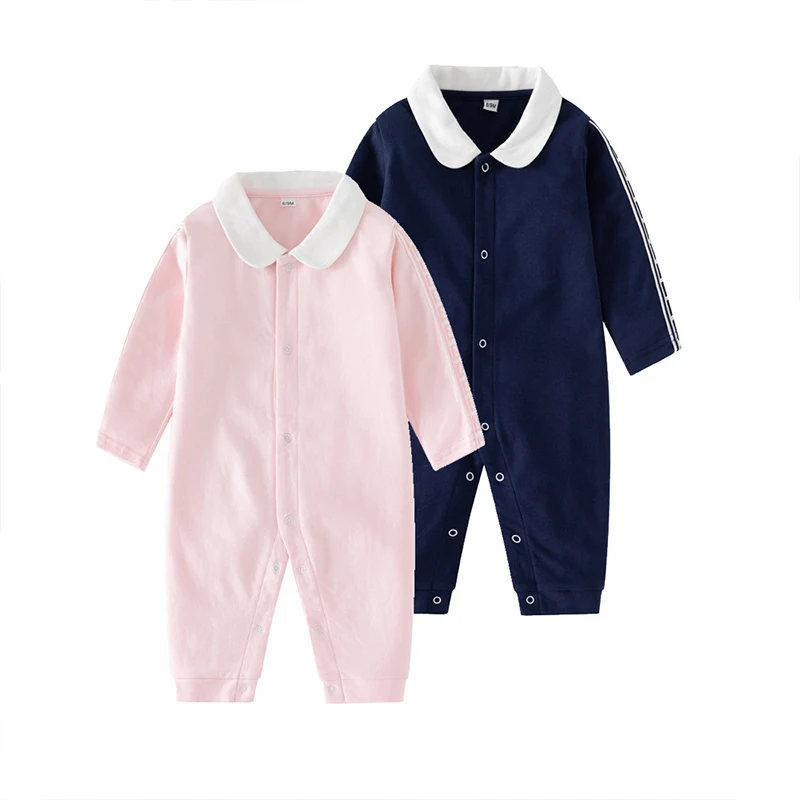 Organic baby romper bamboo customize peter pan collar sleep suit baby customize bamboo onesie with feet sustainable baby clothes