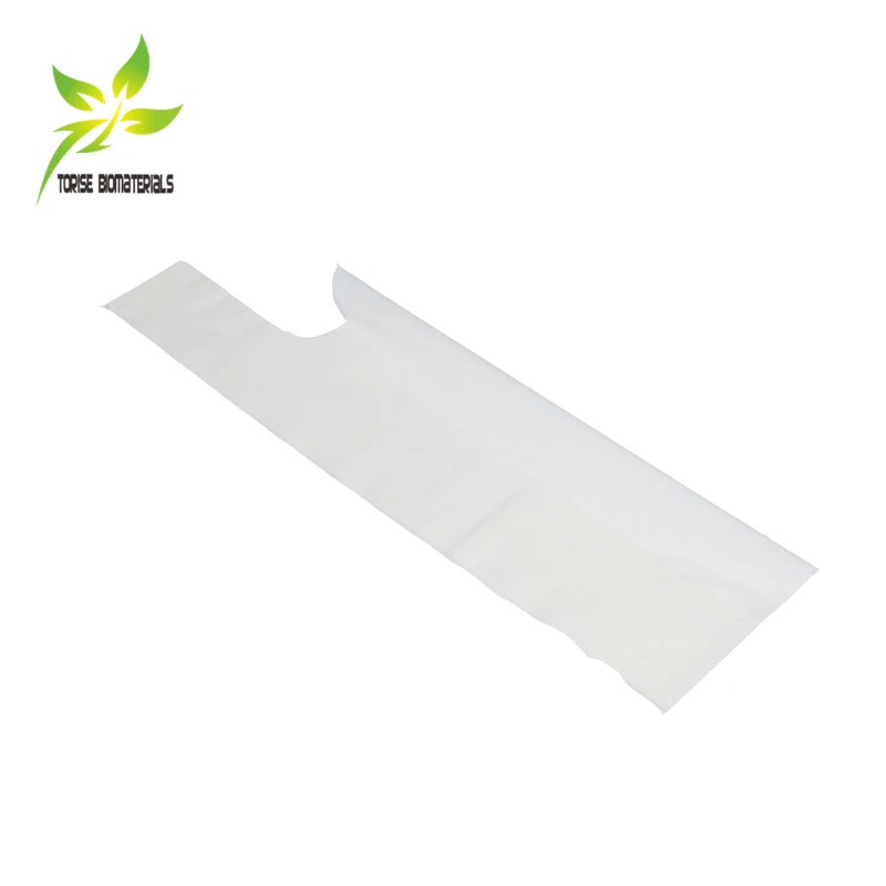 BSCI certified factory white biodegradable vest bags on roll with logo cornstarch t-shirt bags compostable