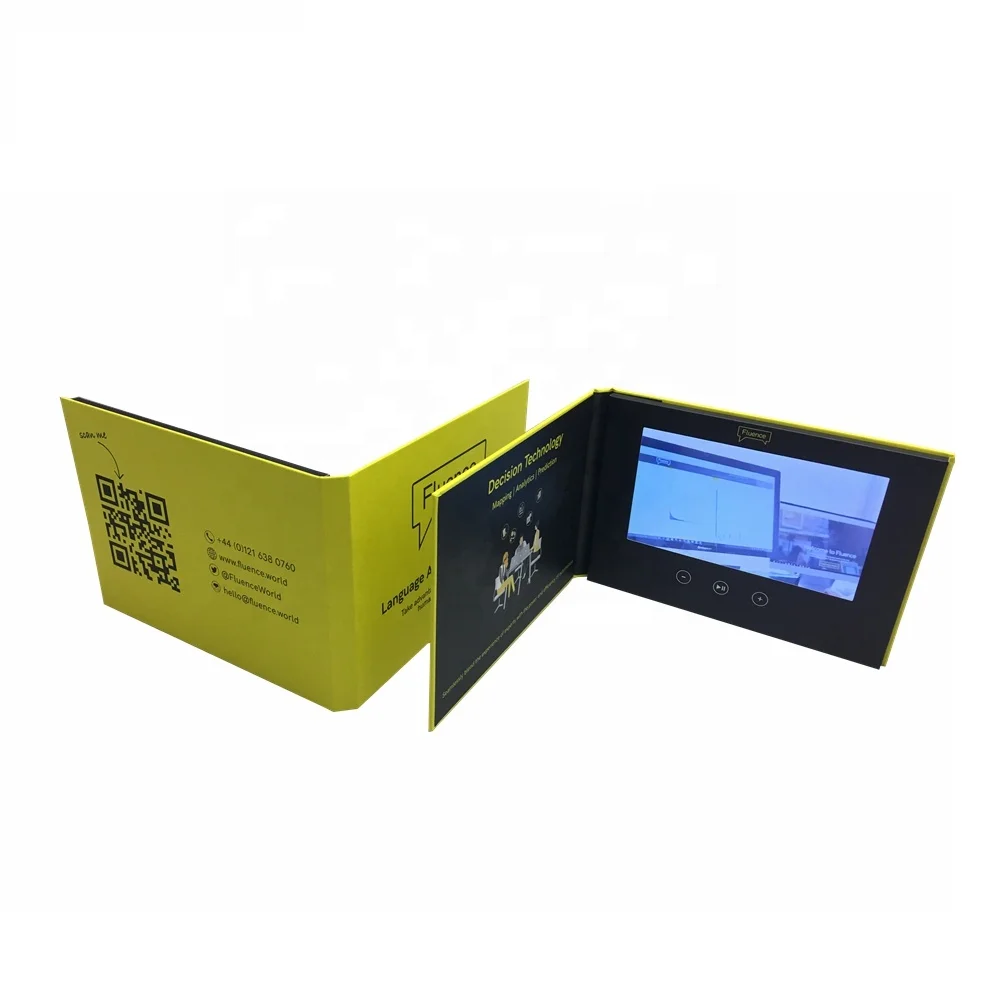 7,0 дюймовая видеоброшюра на заказ/поздравительные открытки с жк-дисплеем с белой пустой печатью