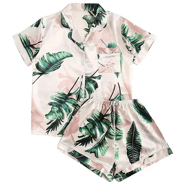 
Floral Pajama Pokemon Pajamas Cartoon For Women Camisole Print 2Piece Zebra Cotton Cow Butterfly Satin 2 Piece Character Set 