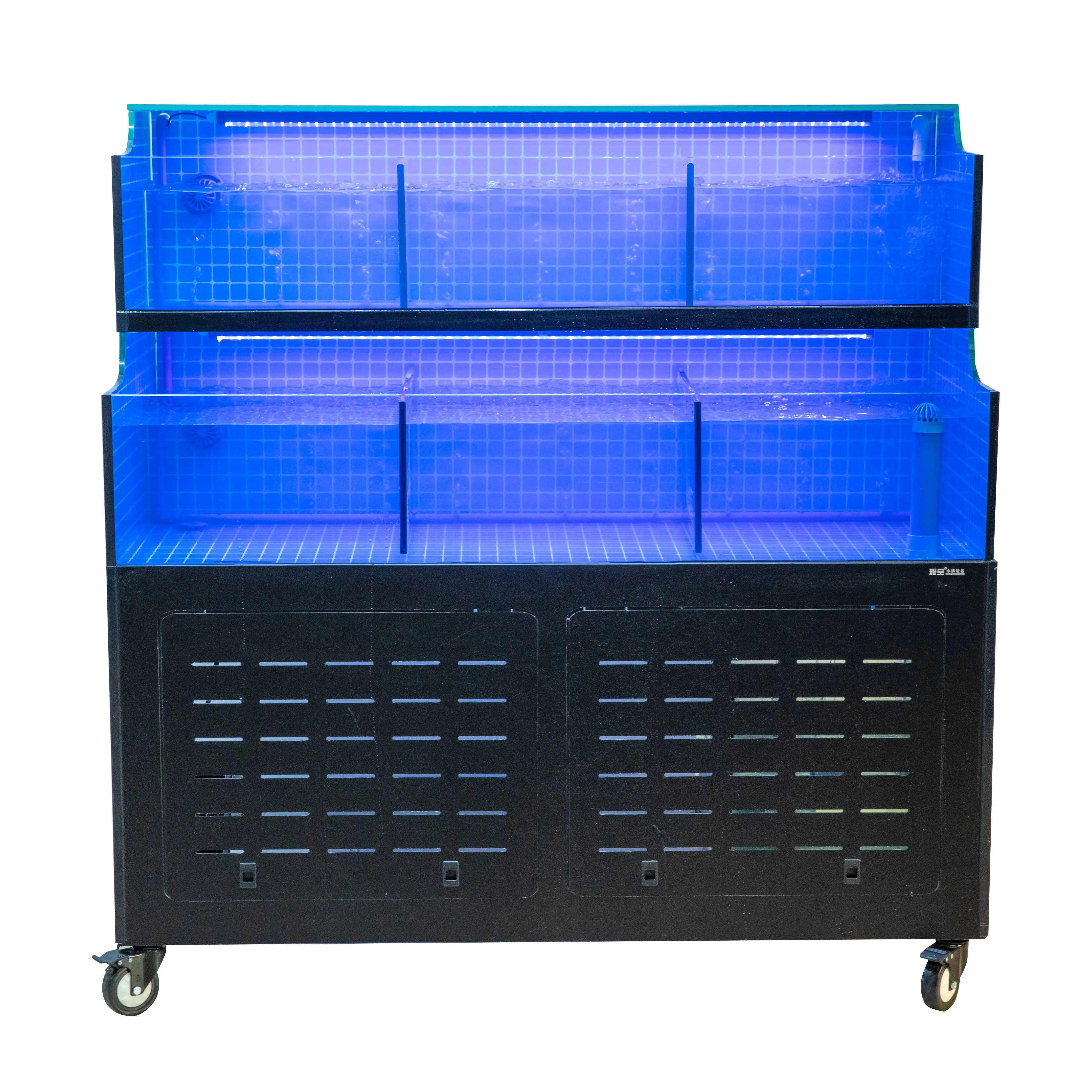 Aquarium live seafood fish lobster merchandising systems chiller seafood tank for supermarket restaurant