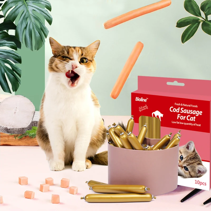 Биолиновая палочка для кошачьего лакомства треска колбаса кошачьи закуски влажный корм Сосиска домашних животных