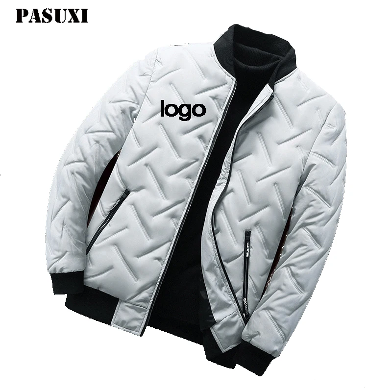 PASUXI 2024 New Custom OEM Wholesale Men Fashion Stand Collar Jackets Loose Solid Color Thickened Cotton Coats
