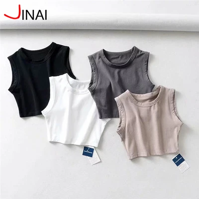 
2020 Gym Cute Workout Crop Tops for Women Athletic Workout Basic Stretchy Casual Scoop Neck Sleeveless Crop Tank Top 