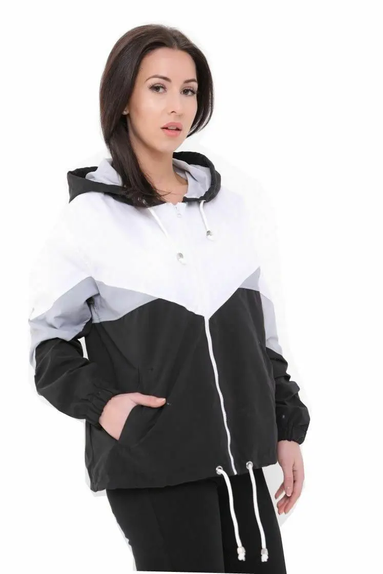 Custom Made New Fashion Women Jacket Hooded Thin Windbreaker jacket New design wind breakers for women fashion windbreakers