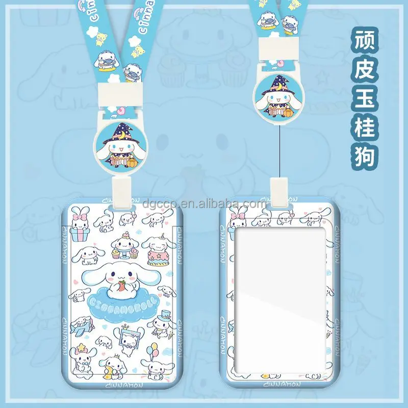 Easy to pull buckle telescopic hanging rope Anime KT Card Holder Lanyard Anti-Lost Name Badge Bus Work ID Card Case with Lanyard