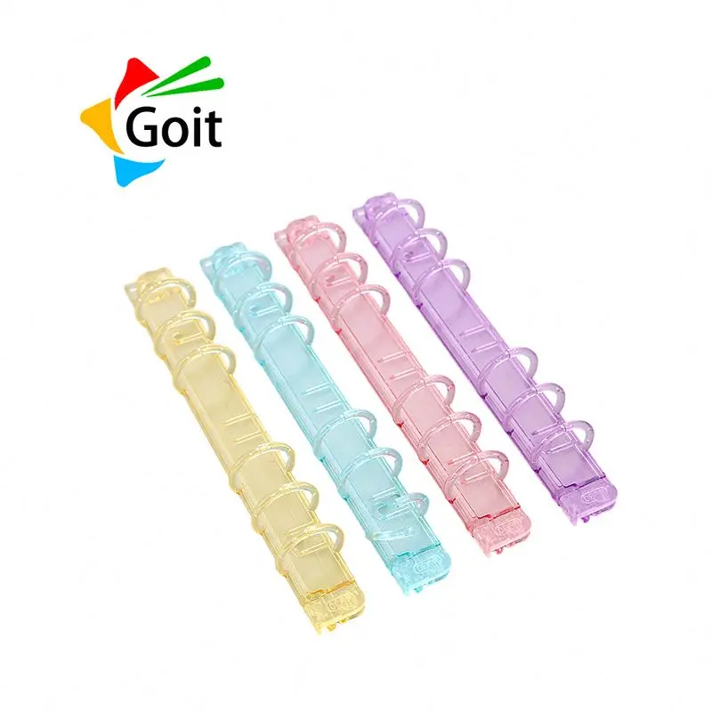 a4/a5/a6/a7/a8/a9/b5 mini transparent 6-ring custom pp acrylic clear rings binder clip ring mechanism with hook