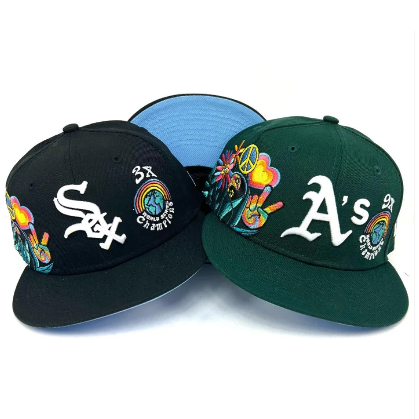 Wholesale snap back caps blank plain fitted hats 3D embroidery design baseball caps snapback fitted hats with custom logo