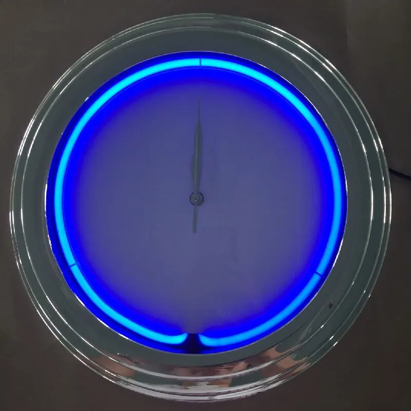 fashion chromed wholesale china factory price customized double rings 17inch neon light wall clock for advertising promotion