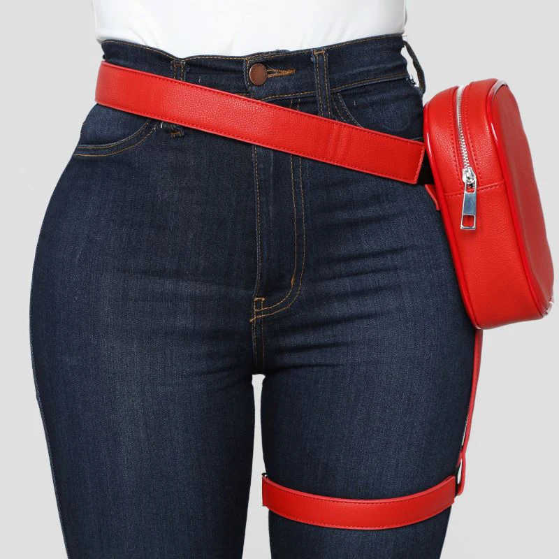 Fashion customize fanny pack cheap Women Ladies Leg Leg Harness Thigh sports Leather Fanny Packs
