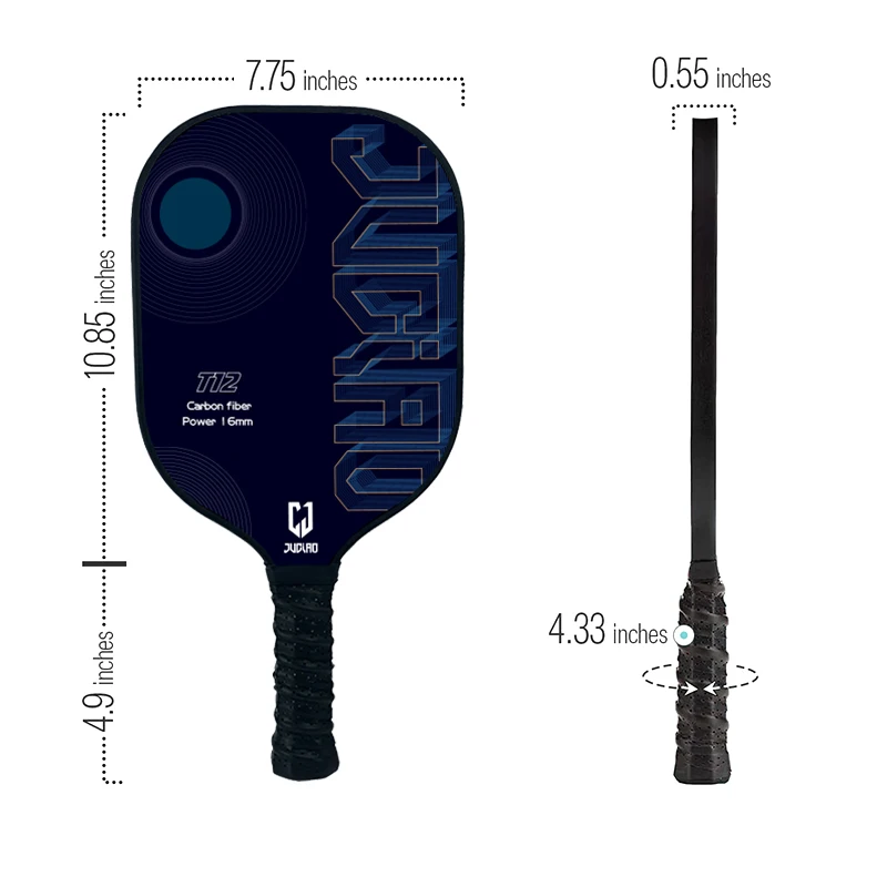 2023 JUCIAO Best Selling High Quality 16mm Fibreglass Carbon Fiber Composite Pickleball  Paddle