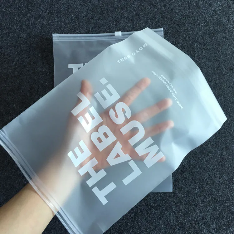 Custom Size Frosted Biodegradable Plastic Packaging Zipper Bags T Shirt Swimwear Zip Lock Printed Logo Bags