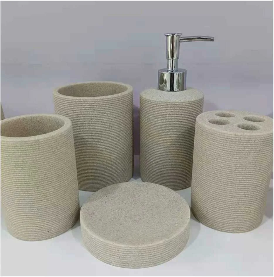 Custom logo 4 piece a set of toilet and bathroom accessories marble