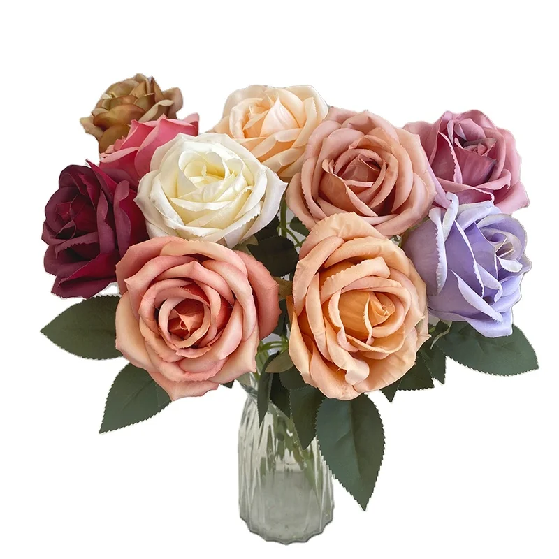 Manufacturer Price Real Touch Single Crescent Rose Artificial Rose Flower