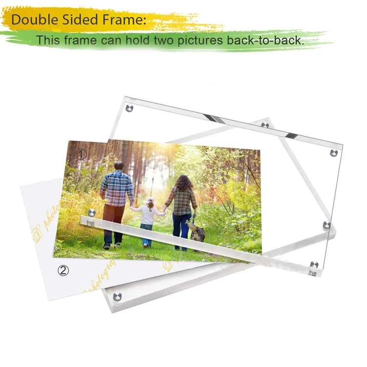 Customize Clear Acrylic Family Magnet Girls Boys Photos Acrylic Photo Frame Desktop Show