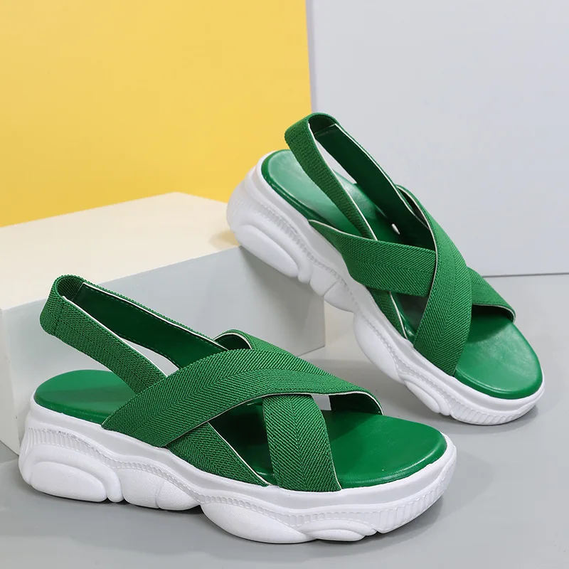 Luxury High Quality Casuay Wide Fit Woman Trendy Sporty New Design Platform Slide 2022 Flat Sandal
