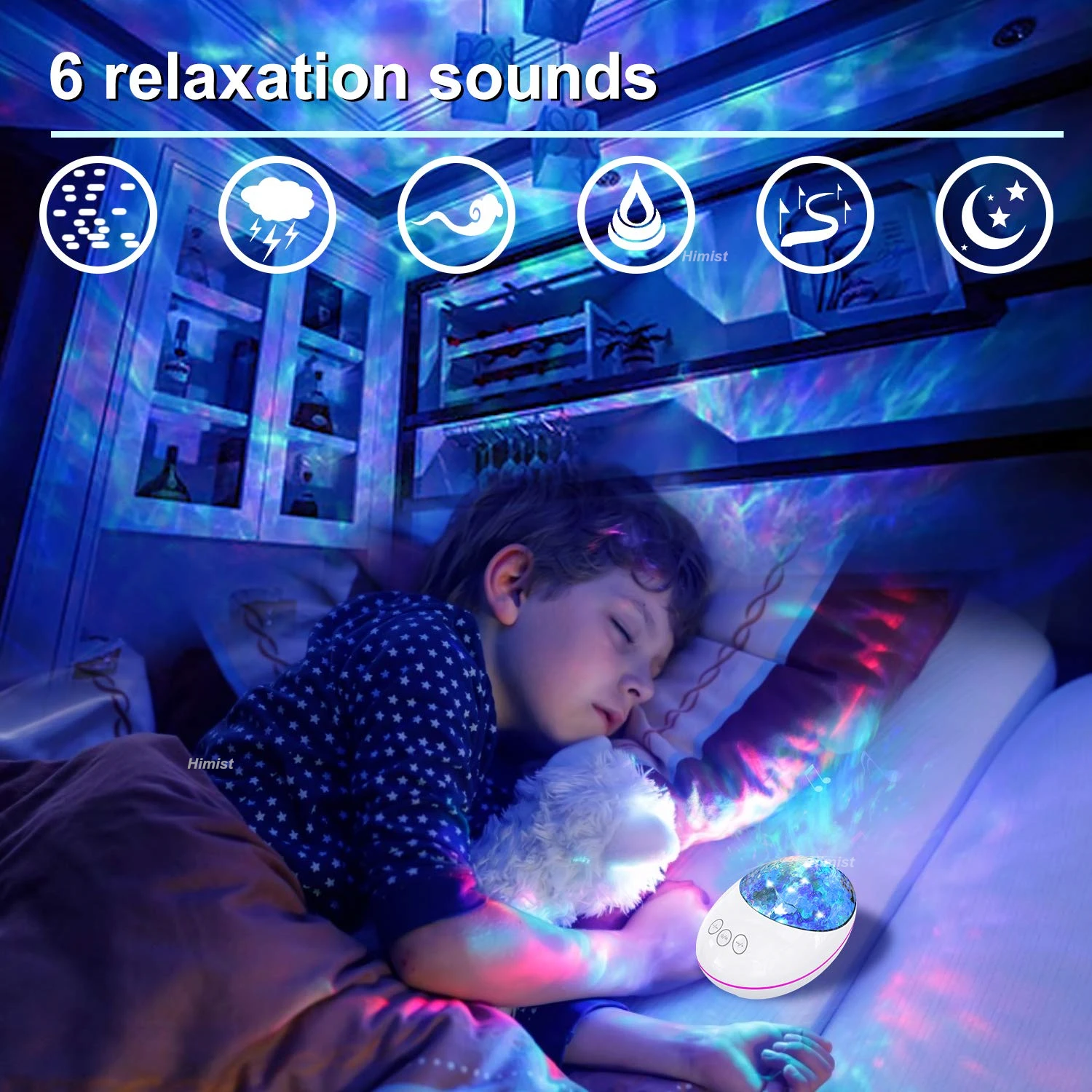 Star Galaxy Projector Night Light Ocean Wave Projector with White Noise Music Player Timer Color Changing Night Light Projector