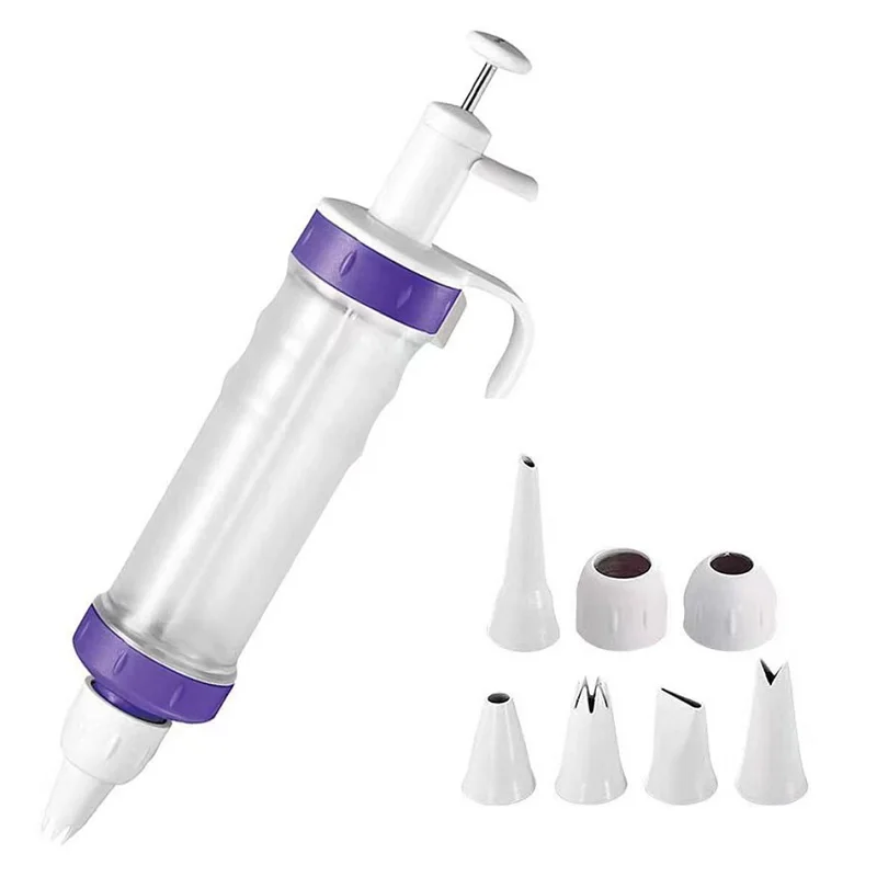 Writing Pen cream 8 nozzles cookie press baking plastic Chocolate cake decorating tool gun sparay DIY icing piping syringe