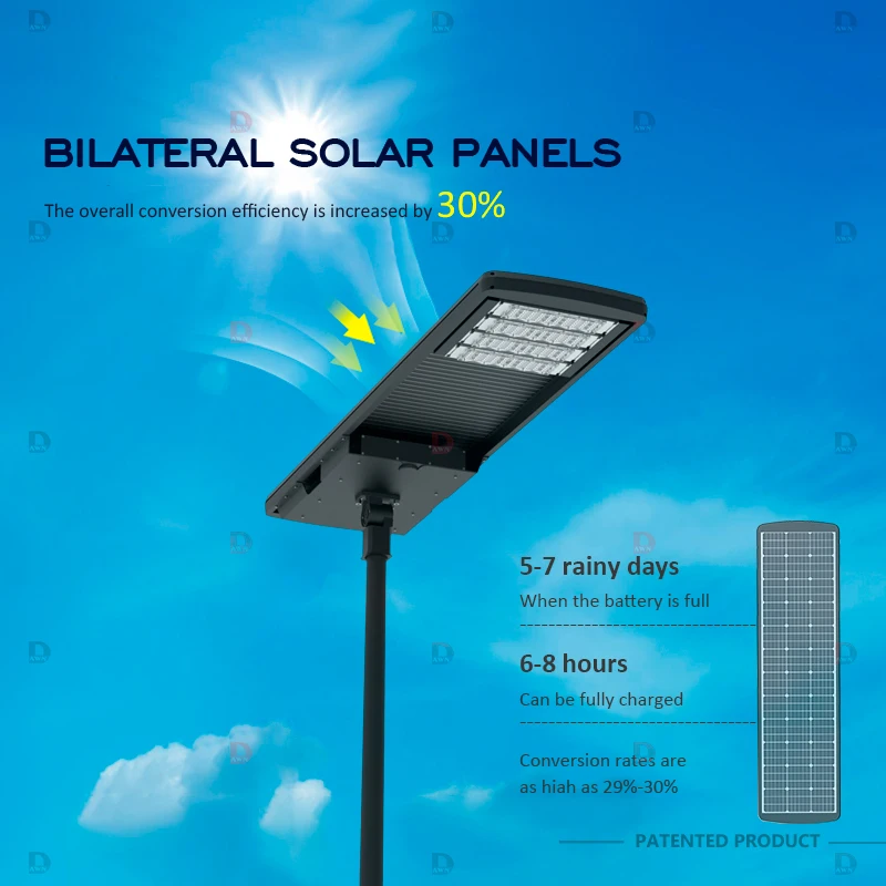 DAWN News design outdoor high lumen solar Street Light High Conversion 100w Solar Panel solar street lights outdoor