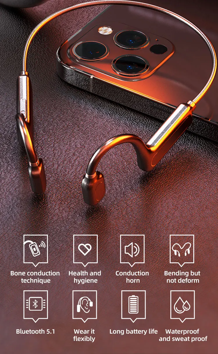 New G1-1 Bone Conduction Headset BT 5.1 Waterproof Open Ear Running Earphone Wireless Sports Headphone