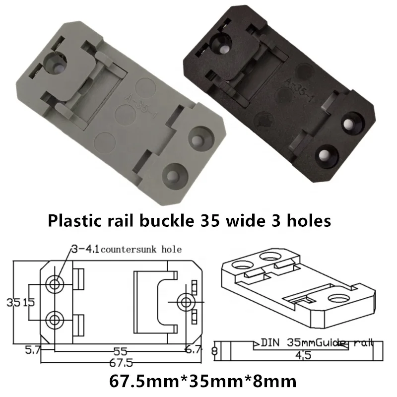 black plastic A- 35-1 rail buckle 35mm DIN rail mounting bracket has strong bearing capacity