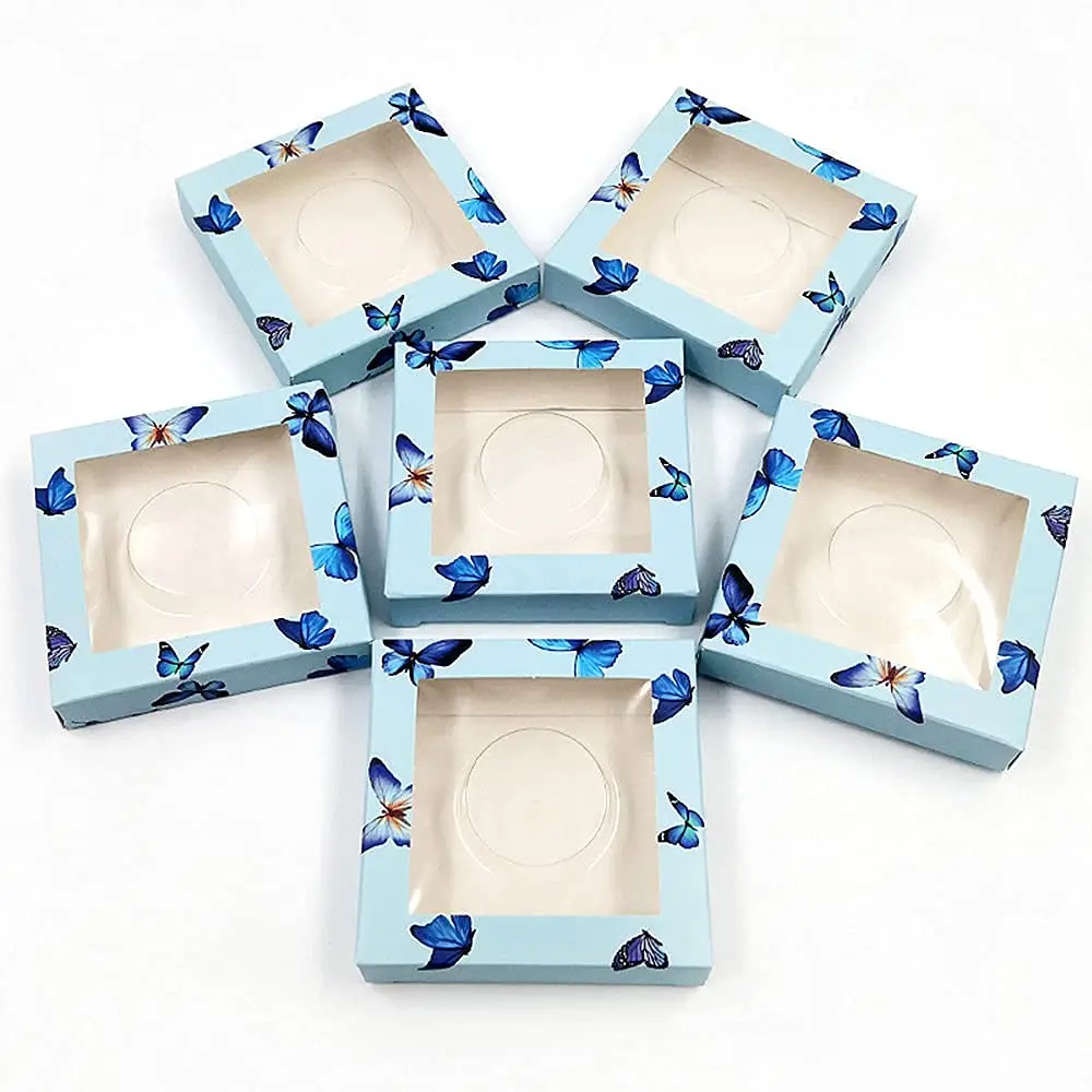 Wholesale Free Eyelash Packaging Box Empty Passport Designed Butterfly Blue Paper Logo Small Customized Lash Boxes