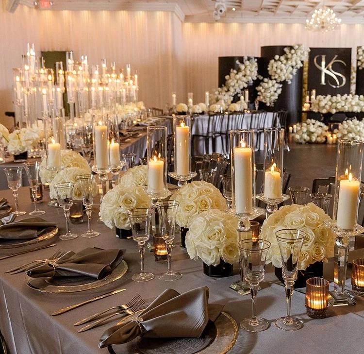 Bulk Price Cheap Glass Candelabra Candlestick Holder Stick Tealight Crystal Candle Holder Tube